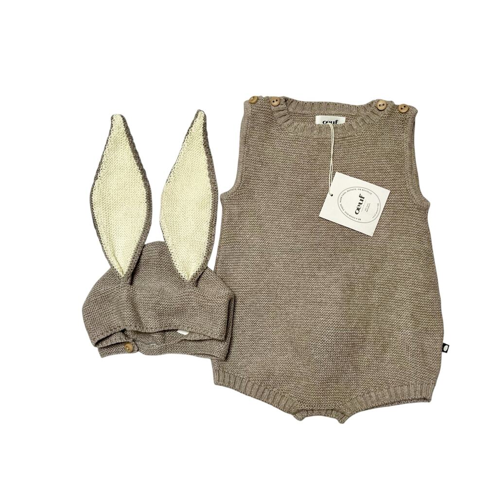 NWT Oeuf Bunny Romper Set Size 6-12 months
